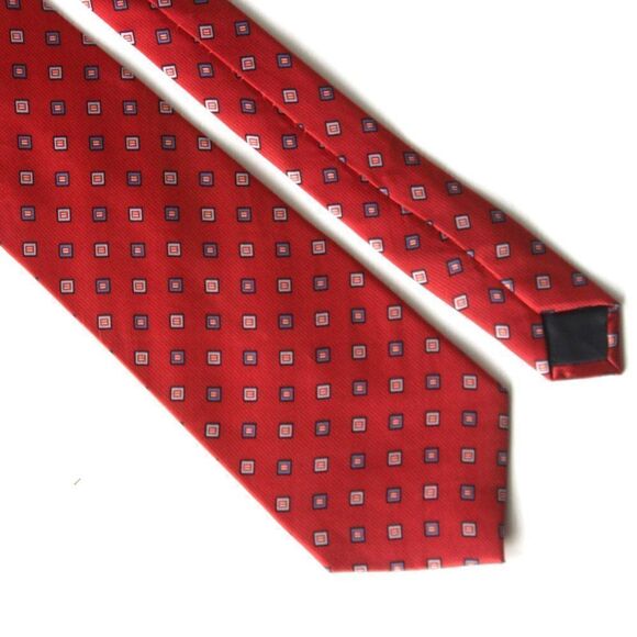 New Necktie Red Ornament Silk tie 3 3/4"W x 58"L - Picture 1 of 6
